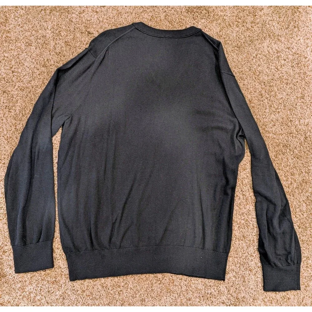 Banana Republic Sweater Mens XL Cotton Cashmere V-Neck Solid Dark Blue 1043